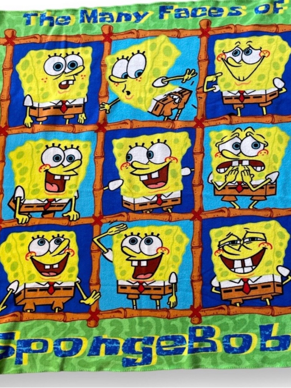 Nickelodeon SpongeBob Many Faces Panel Throw blanket - Yellow & Blue